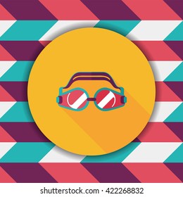 swimming goggles flat icon with long shadow,eps10
