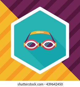 swimming goggles flat icon with long shadow,eps10
