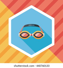 swimming goggles flat icon with long shadow,eps10
