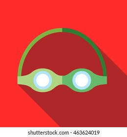 Swimming goggles icon in flat style on a red background