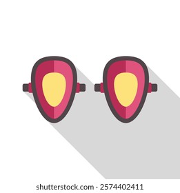 Swimming goggles icon with long shadow, evoking the concept of water sport and summer activities