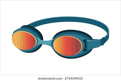 óculos de natação com lentes espelhadas arte vetorial isolado no fundo branco