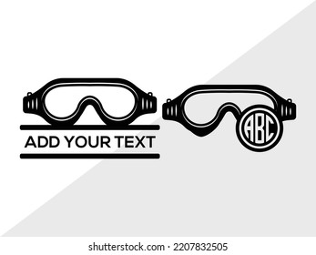 Swimming Goggles Monogram SVG Printable Vector Illustration