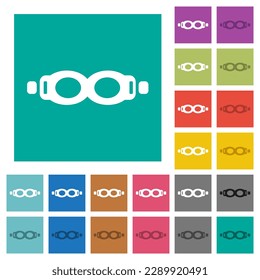 Swimming goggles multi colored flat icons on plain square backgrounds. Included white and darker icon variations for hover or active effects.