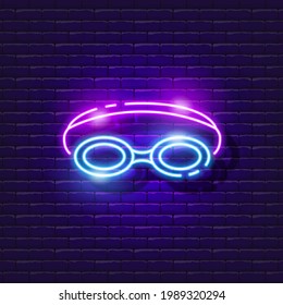 Swimming goggles neon icon. Vector illustration for design. Sports concept. Swimming, pool sign.