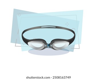 Gafas de natación para ilustración deportiva profesional. Piscina, competición, equipamiento deportivo. Concepto de deporte acuático. El Vector se puede utilizar para temas como ocio, pasatiempo, estilo de vida saludable