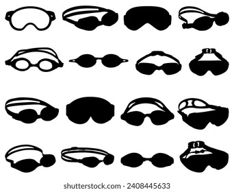 Swimming goggles silhouette vector art white background