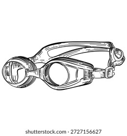 Swimming goggles vector line art hand drawn illustration