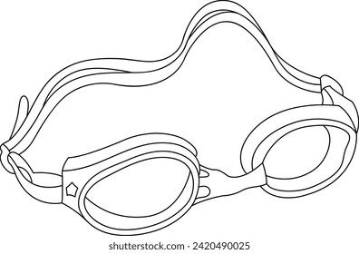 Swimming Googles black and white vector line art illustration for coloring page