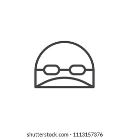 Swimming hat and glasses outline icon. linear style sign for mobile concept and web design. Goggles and cap simple line vector icon. Swim gear symbol, logo illustration. Vector graphics