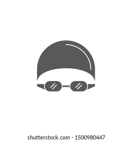 Swimming hat and glasses vector icon symbol isolated on white background