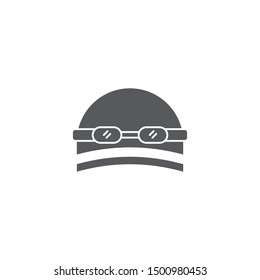 Swimming hat and glasses vector icon symbol isolated on white background