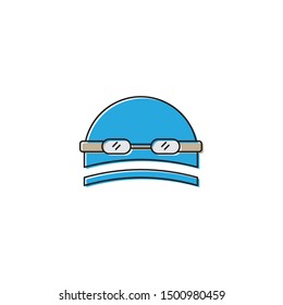 Swimming hat and glasses vector icon symbol isolated on white background