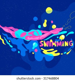 Swimming. Healthy lifestyle. Sports poster