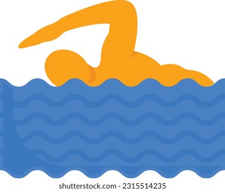 Swimming Hobby concept, Person moving his body through water vector color icon design, Fitness and Wellness symbol, Workout and Weightlifting sign, Personal training equipment stock illustration