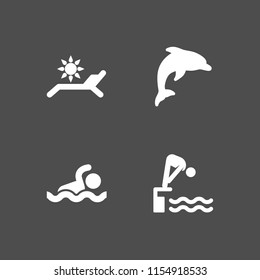swimming icon. 4 swimming set with swimming pool, aquarium, swim and diving vector icons for web and mobile app
