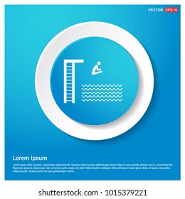 Swimming Icon Abstract Blue Web Sticker Button