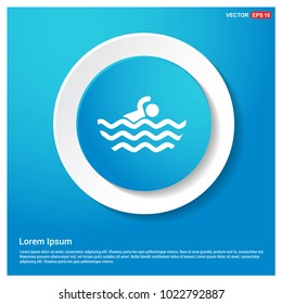 Swimming Icon Abstract Blue Web Sticker Button