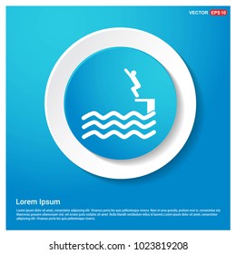 Swimming Icon Abstract Blue Web Sticker Button