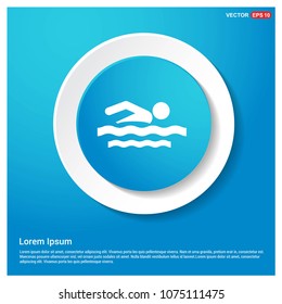 Swimming Icon Abstract Blue Web Sticker Button