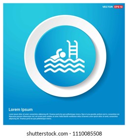 Swimming Icon Abstract Blue Web Sticker Button - Free vector icon