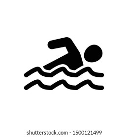 Swimming Icon in Black Color