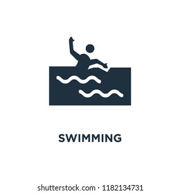Swimming icon. Black filled vector illustration. Swimming symbol on white background. Can be used in web and mobile.