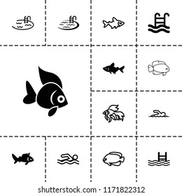 Swimming icon. collection of 13 swimming filled and outline icons such as fish, pool. editable swimming icons for web and mobile.