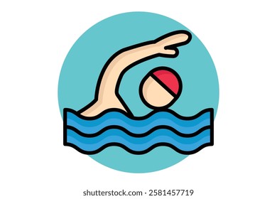 Swimming icon. colored outline icon style. icon related to sport and fitness. gym elements vector illustration