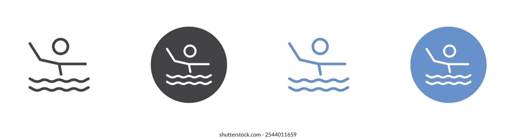 Swimming icon Flat set in black and white color