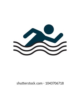 swimming icon in flat style isolated vector illustration on white transparent background
