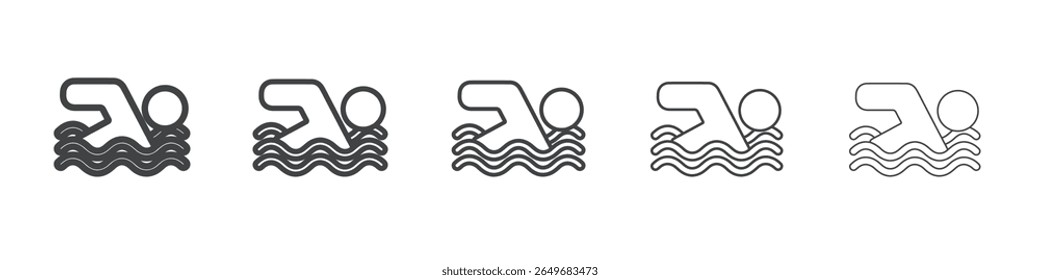 Símbolo de ilustración delgada plana de icono de natación