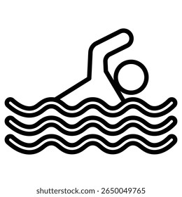 swimming icon flat thin outline art logo