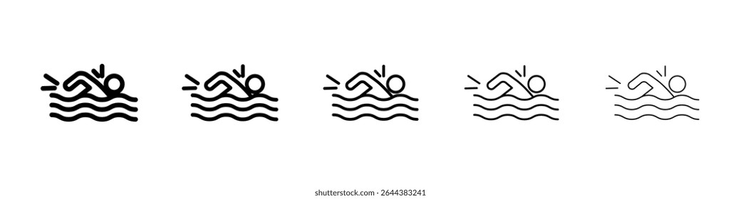 Swimming icon graphic set. trendy stroke line style