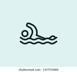 Swimming icon line isolated on clean background. Swimming icon concept drawing icon line in modern style. Vector illustration for your web mobile logo app UI design.