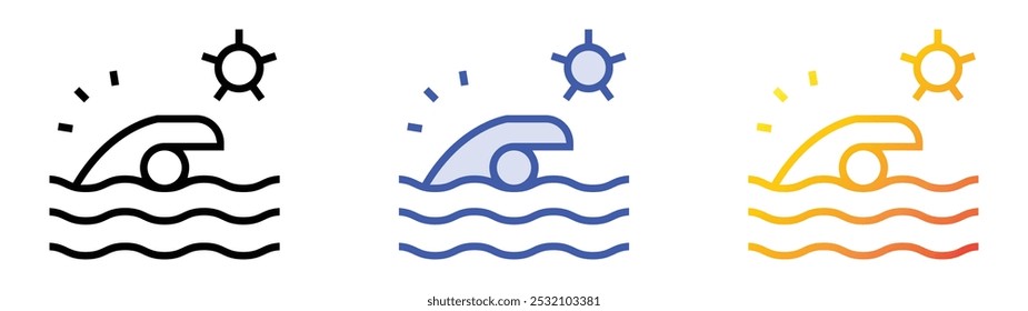 swimming icon. Linear, Blue Fill and Gradient Style Design Isolated On White Background