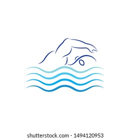 swimming icon logo vector illustration design template