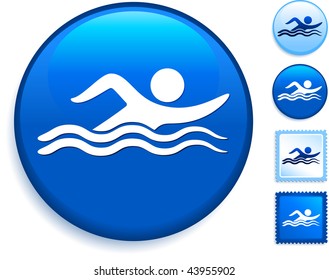 Swimming Icon on Internet Button Original Vector Illustration