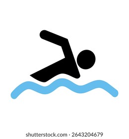 Swimming icon on white background.