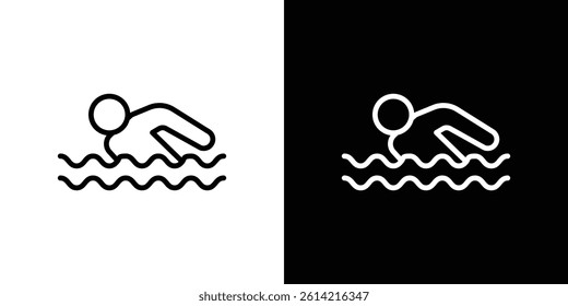 Swimming icon outline collection for web design