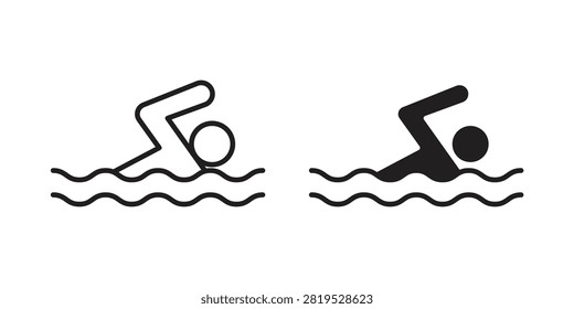 Swimming icon outline elements kit. EPS10