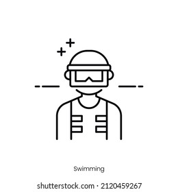 swimming icon. Outline style icon design isolated on white background