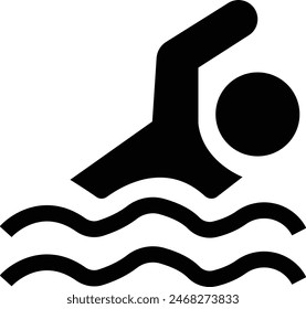 Icono de natación, Iconos de natación de persona, Vector de diseño de emblema de logotipo, Información sobre el agua de la natación Personas planas Icono de pictograma Aislado sobre fondo transparente, para el ocio durante el símbolo de vacaciones de verano.