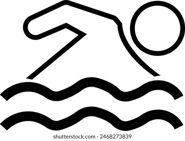 Swimming icon, Person Swimming Icons, logo emblem design vector, Swim Water Information Flat People Pictogram Icon Isolated on transparent Background, for leisure during summer holiday symbol.
