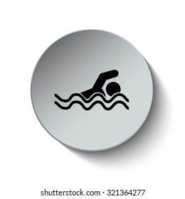 Swimming icon. Rounded button. Vector Illustration. EPS10