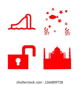 swimming icon set about swimming pool, locker, villa and aquarium vector set