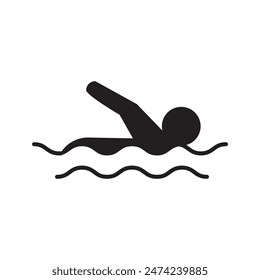 Swimming icon silhouette design template isolated