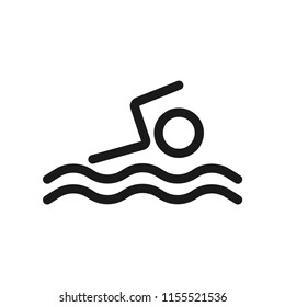 Swimming icon. Simple design, stroke outline style. Line vector. Isolate on white background.