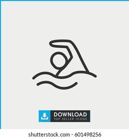 swimming icon. simple outline swimming vector icon. on white background.