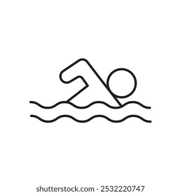 Swimming icon. simple thin line icon.